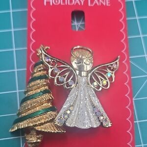 Charter Club Gold and Green Angel Ornament
